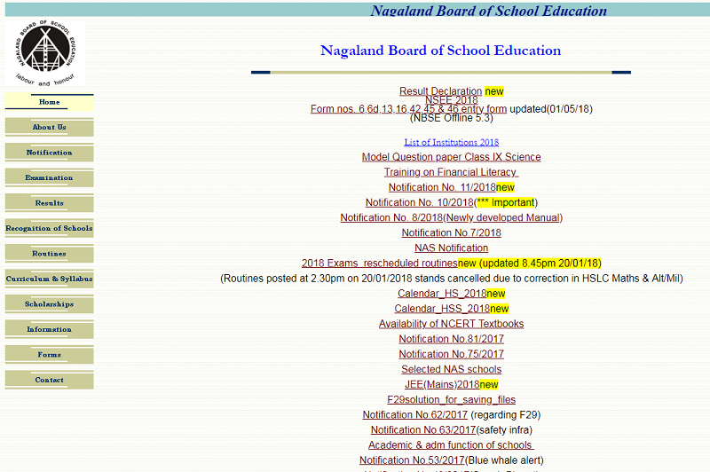 NBSE Result 2018