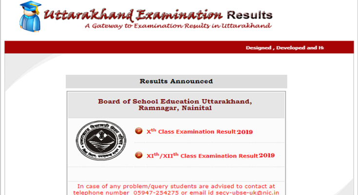 Uttarakhand UK Board UBSE 10th 12th Results 2019 ubse.uk.gov.in, uaresults.nic.in