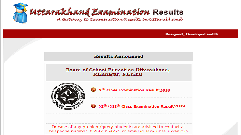 Uttarakhand UK Board UBSE 10th 12th Results 2019 ubse.uk.gov.in, uaresults.nic.in