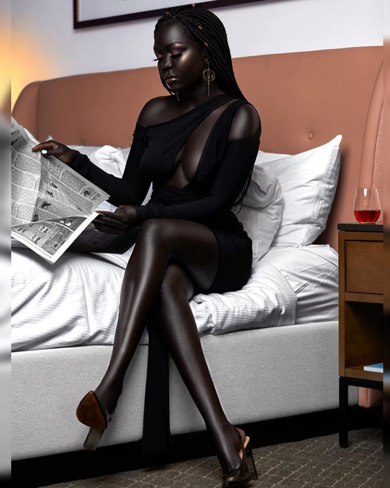 Nyakim Gatwech Images Meet Queen Of The Dark Beautiful Sudanese Model Who Has Darkest Skin 