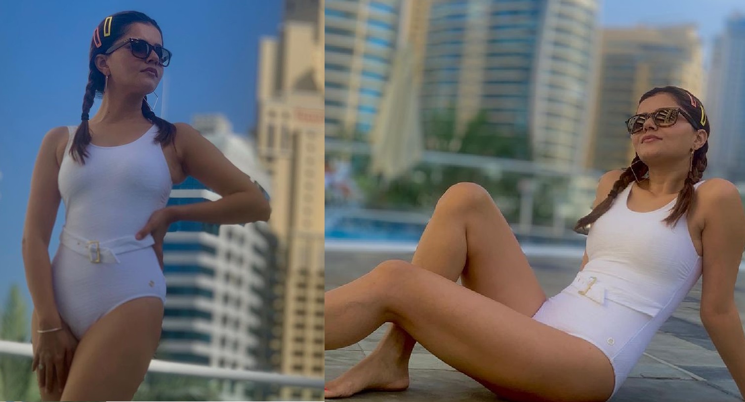 Hot Rubina Dilaik photos in White Monokini