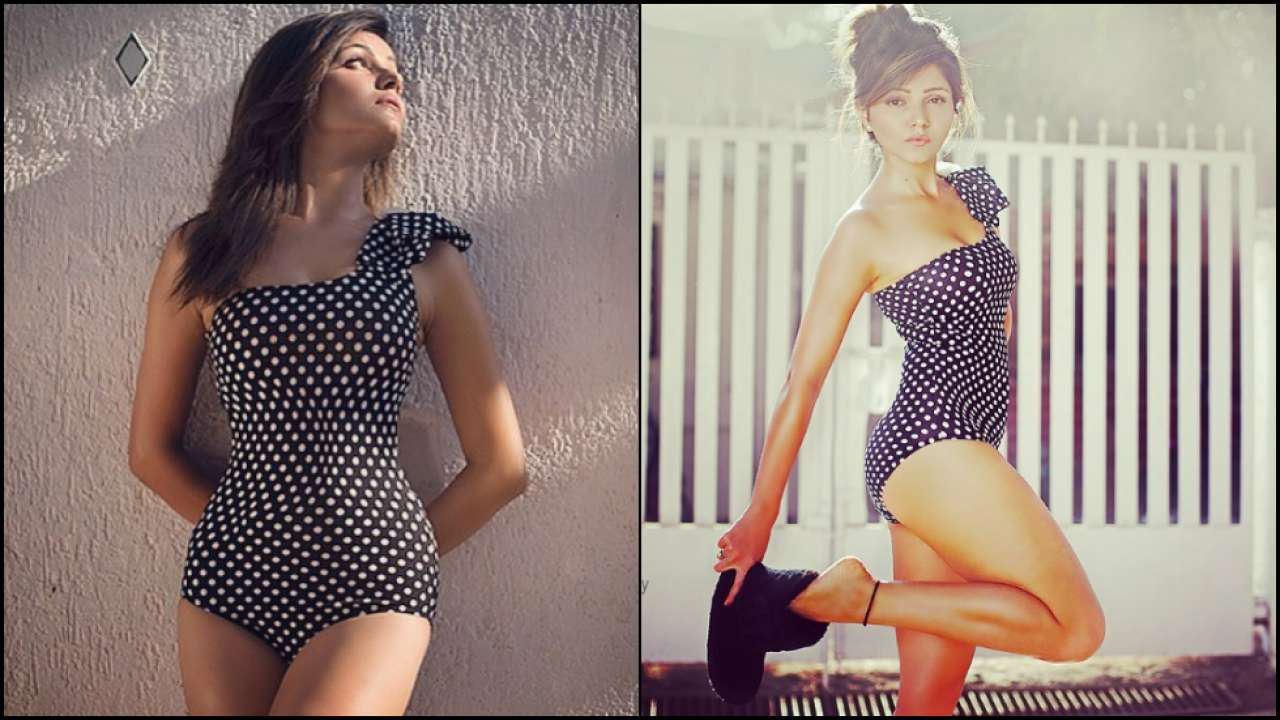 Rubina Dilaik looks hot and sexy in polka dot monokini